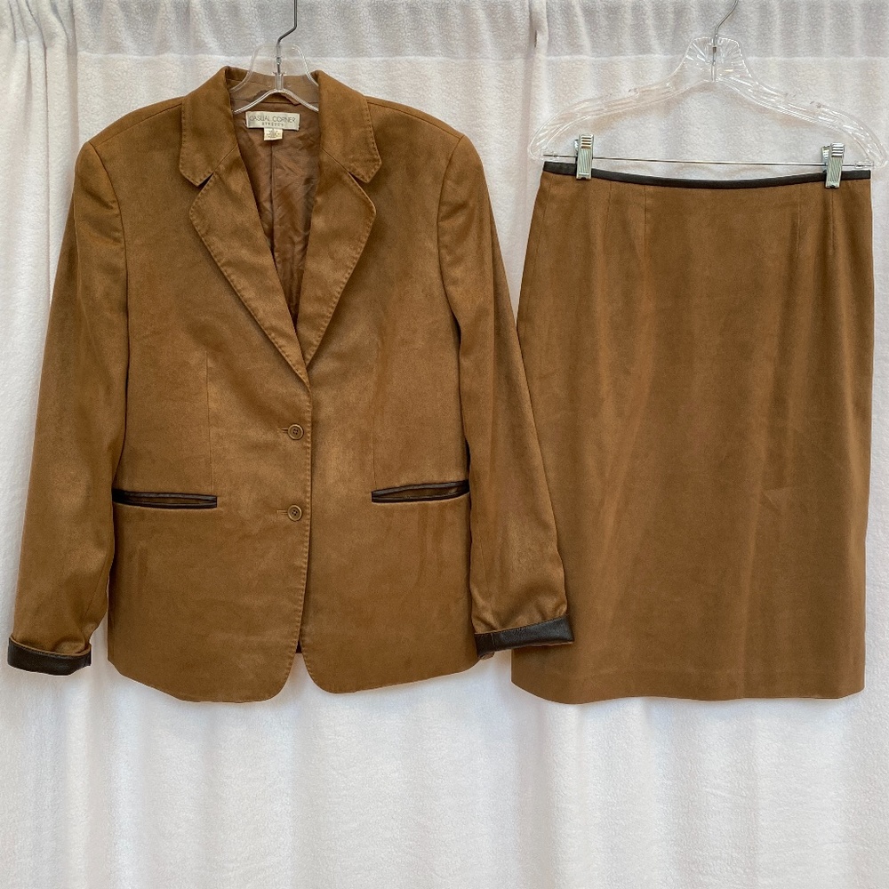 Casual Corner Tan Suit Separates - Jacket Size 8 & Skirt Size 10